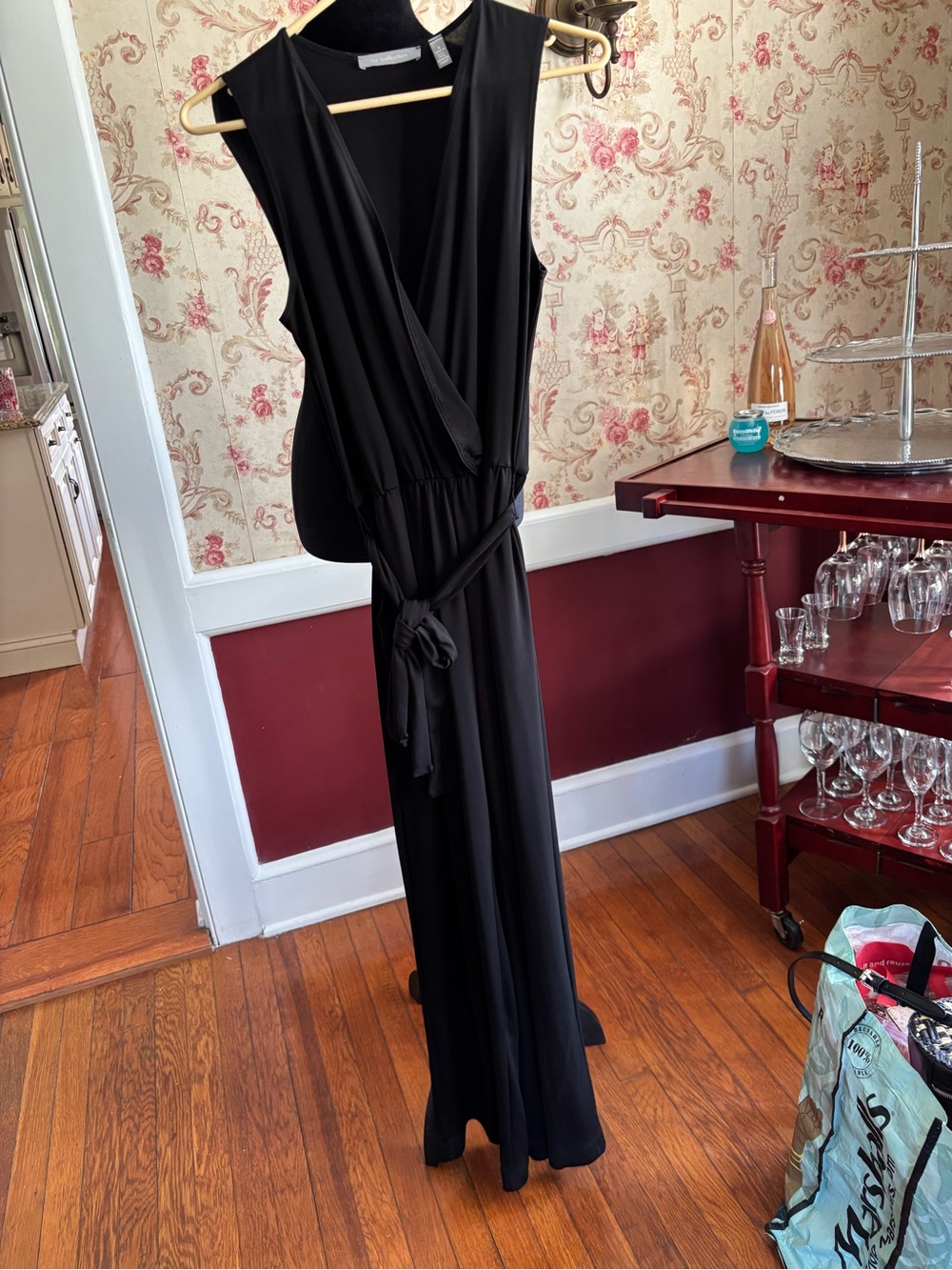NY Collection Black Sleeveless Jumpsuit with Tie Waist